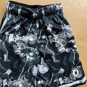 Kids Baseball Graphic Athletic Shorts - Black & White